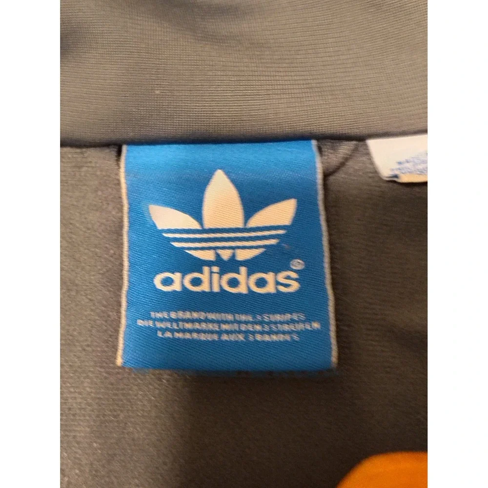 Adidas Originals Mens Track Jacket 4XL Grey Lime Green Trefoil Full Zip Stripes